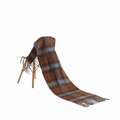 Two toned Checked print scarf blue