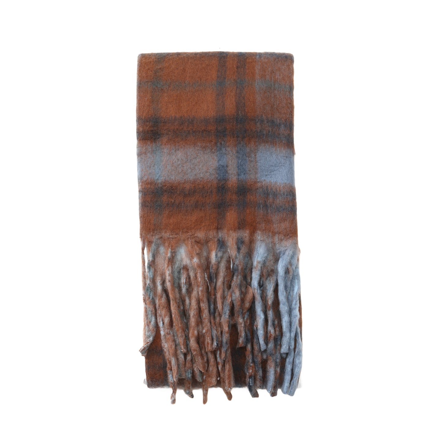 Two toned Checked print scarf blue