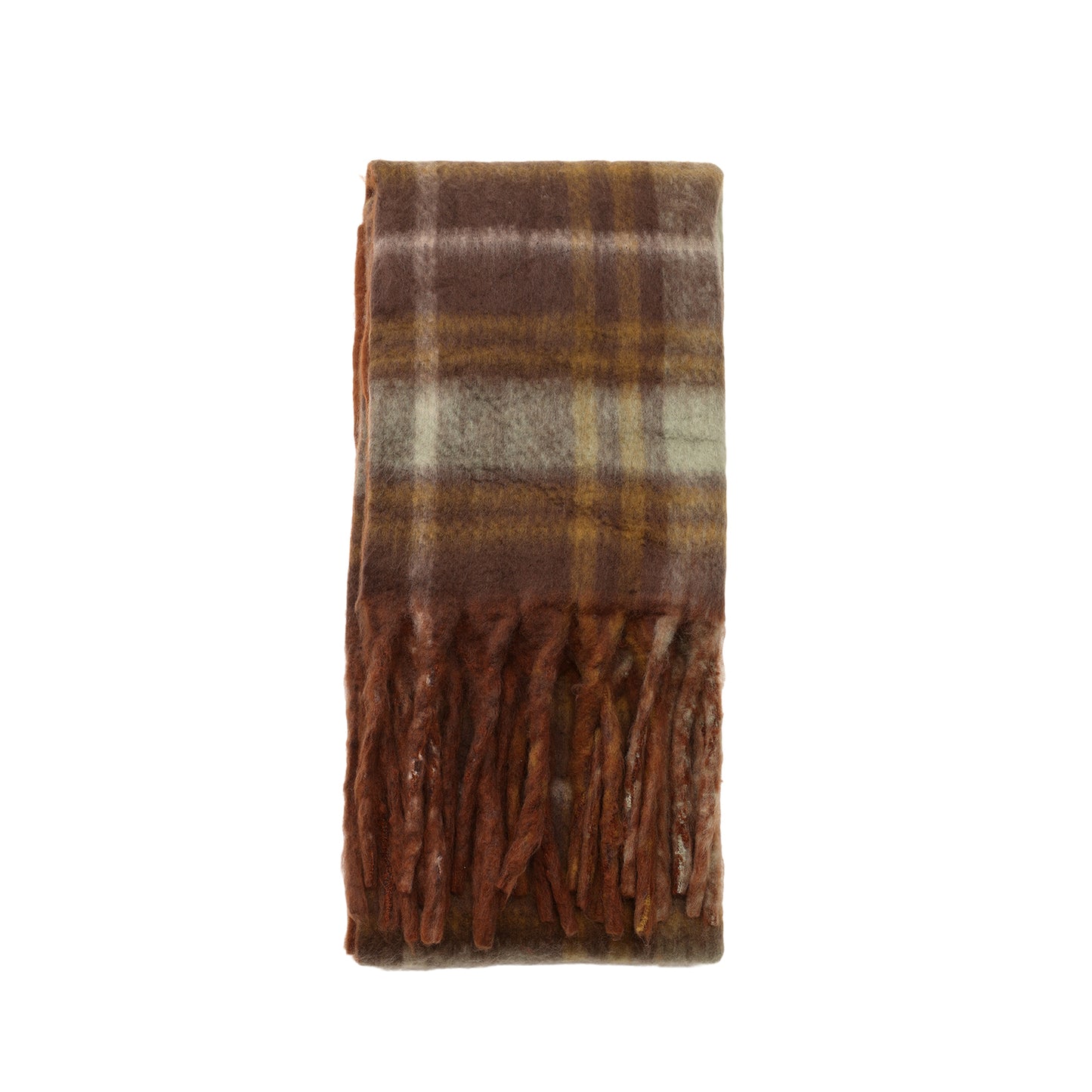 Two toned Checked print scarf brown