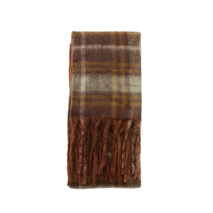 Two toned Checked print scarf brown
