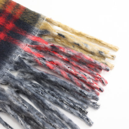 Two toned Checked print scarf off white