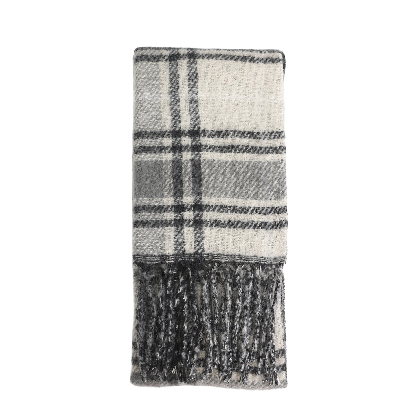 Two toned Checked print scarf black