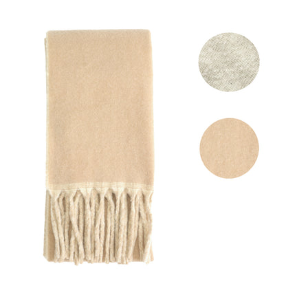 Winter scarf beige beige & off white