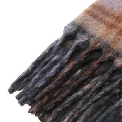 Two toned Checked print scarf navy blue