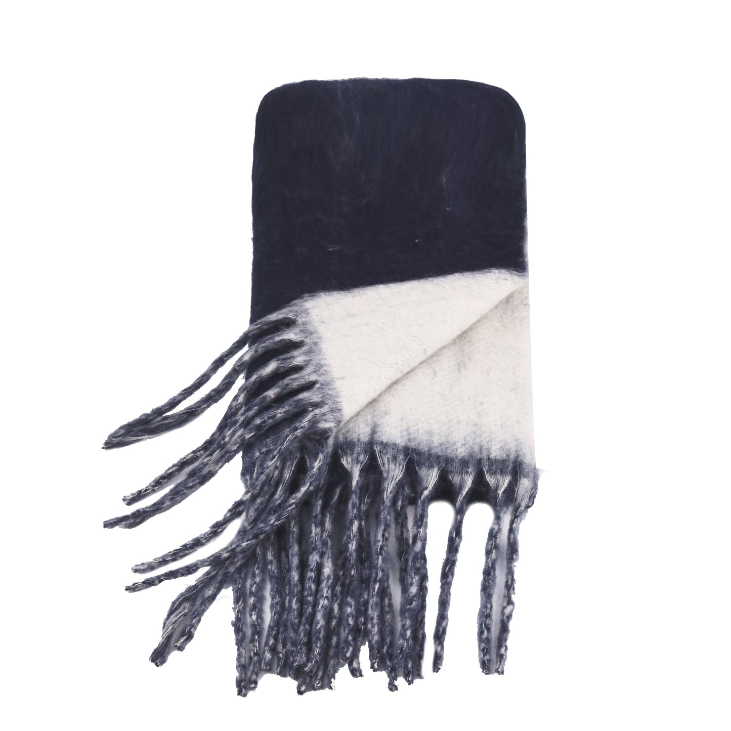 Two-tone winter scarf navy blue & grey