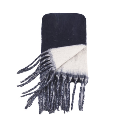 Two-tone winter scarf navy blue & grey