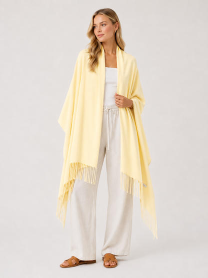 Omslagdoek pashmina XL - Botergeel
