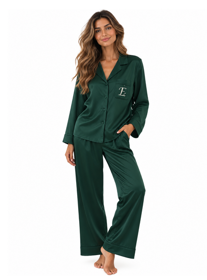 Satijnen Pyjamaset | Groen