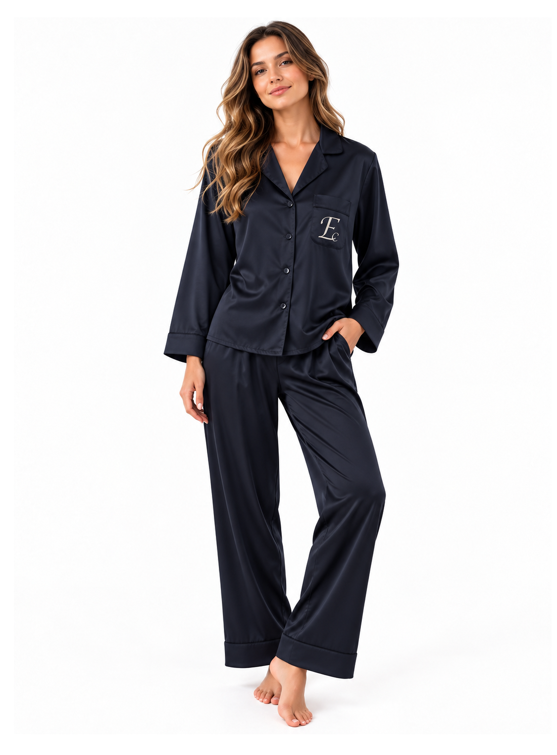Satijnen Pyjamaset | Blauw