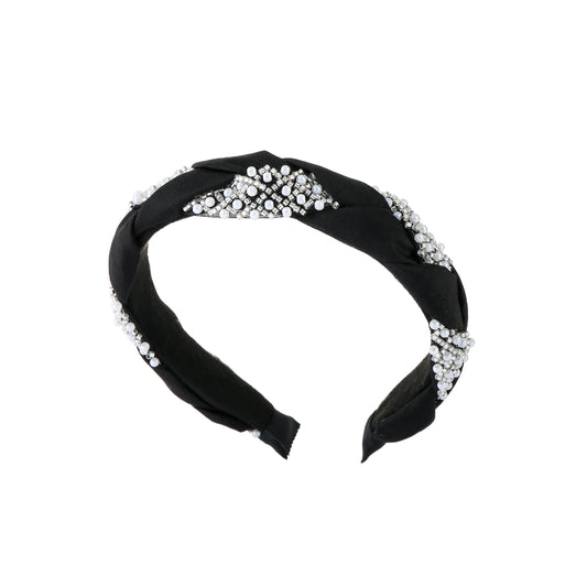 Haarband parels & steentjes zwart