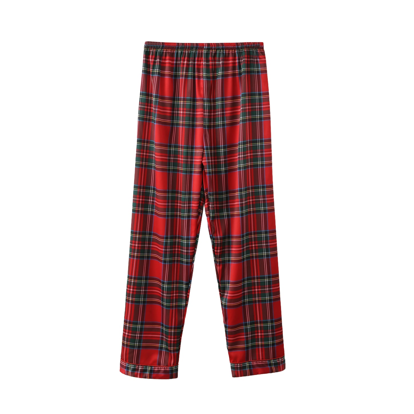 Long pyjama set checked red satin