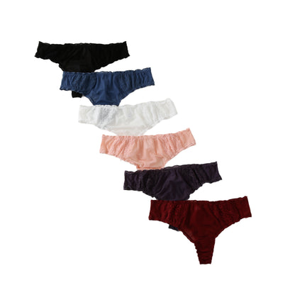 Multipack van 6 ruched kanten strings