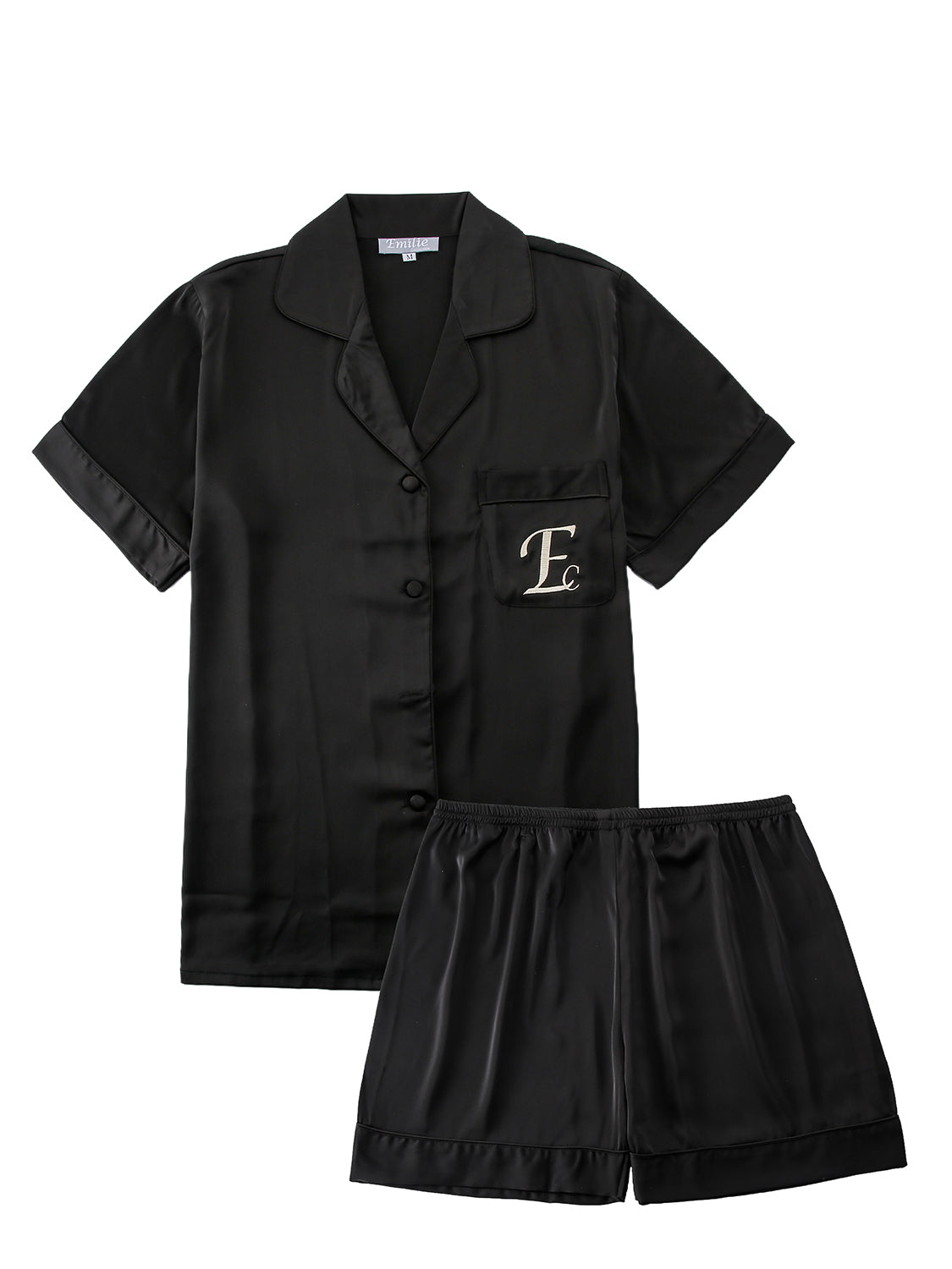 Satijnen Pyjamaset kort | Zwart