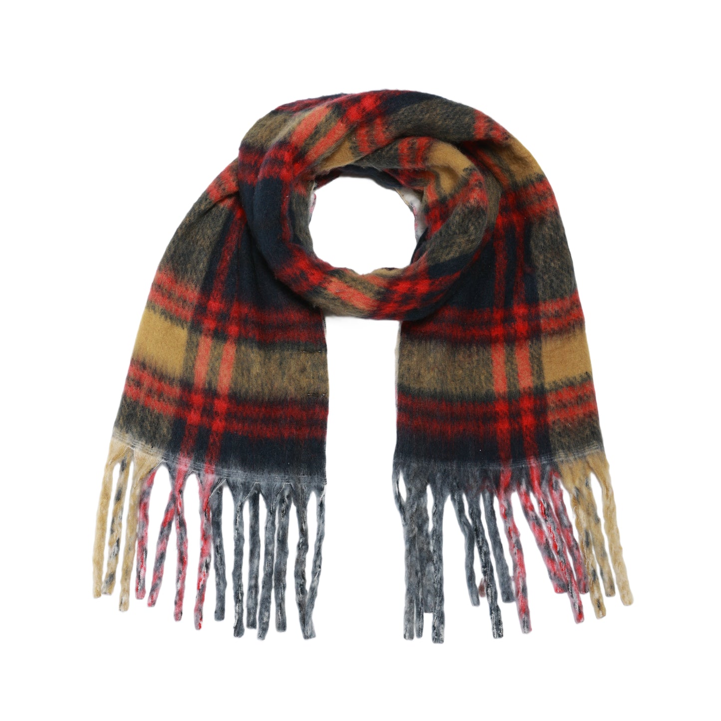 Two toned Checked print scarf off white