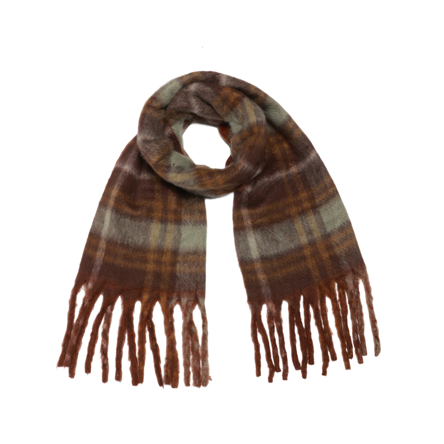 Two toned Checked print scarf brown