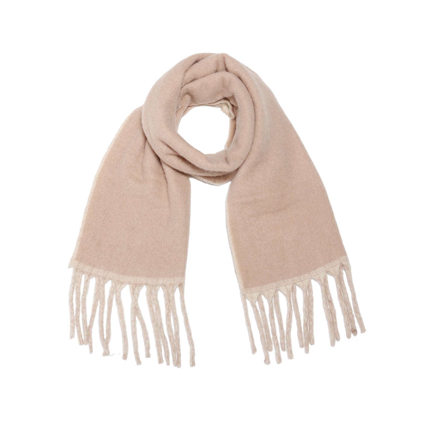 Winter scarf beige beige & off white