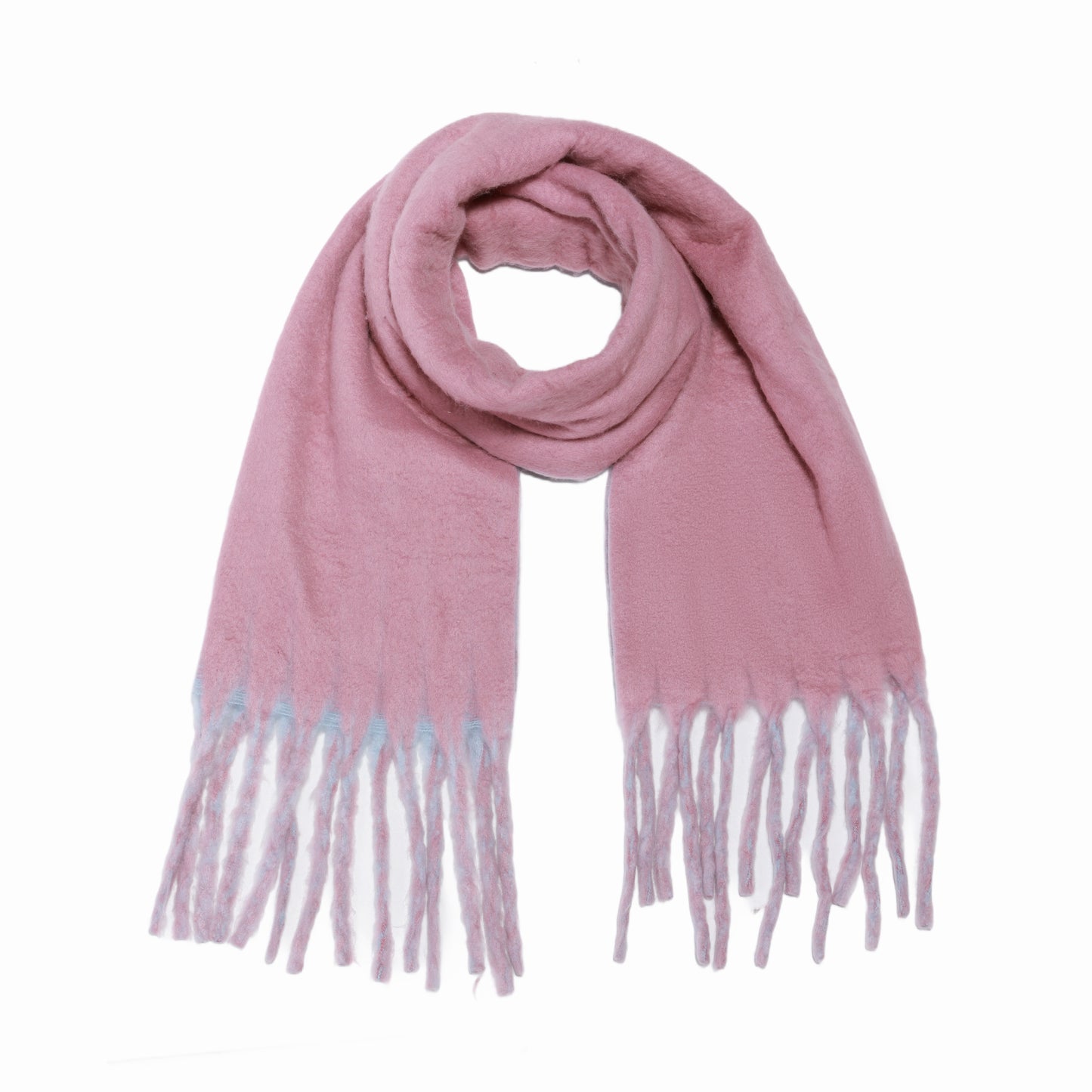 Two-tone winter scarf pink & blue