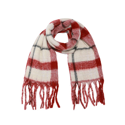 Two toned Checked print scarf red