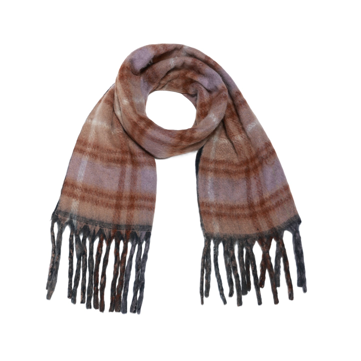 Two toned Checked print scarf navy blue