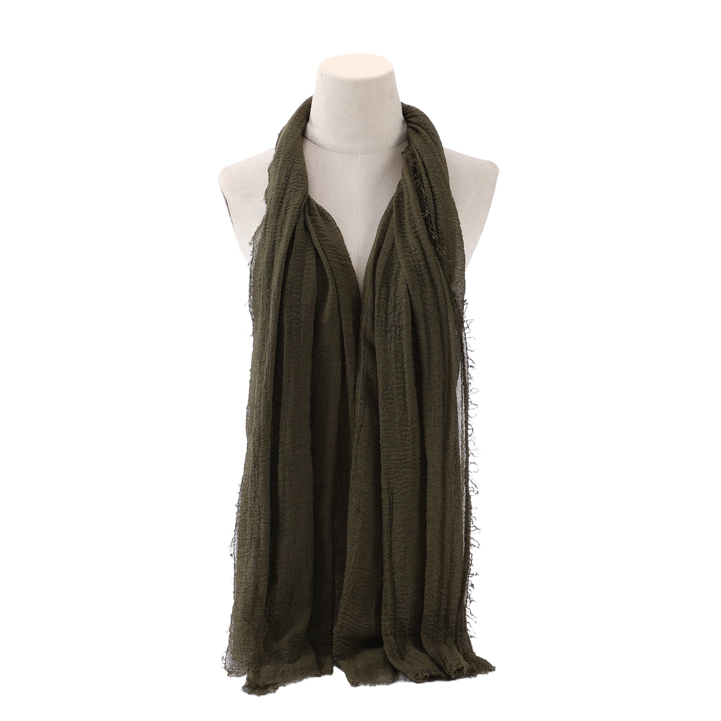 The crinkle scarf olive green