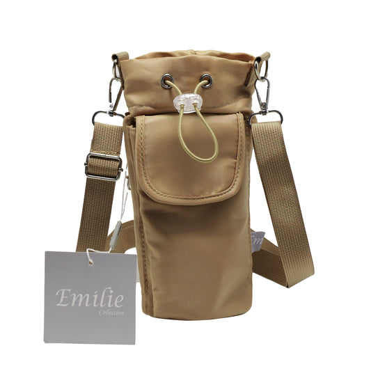 Sports water bottle bags–adjustable shoulder strap - Water-Resistant (23x14cm)-beige
