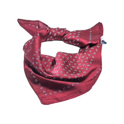 Scarf satin  burgundy  print  square 70 x 70 cm