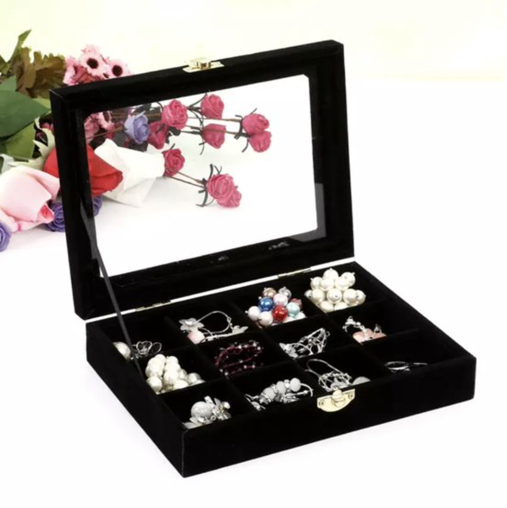 Jewelry box compartments black