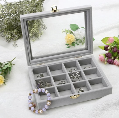 Jewelry box compartments gray