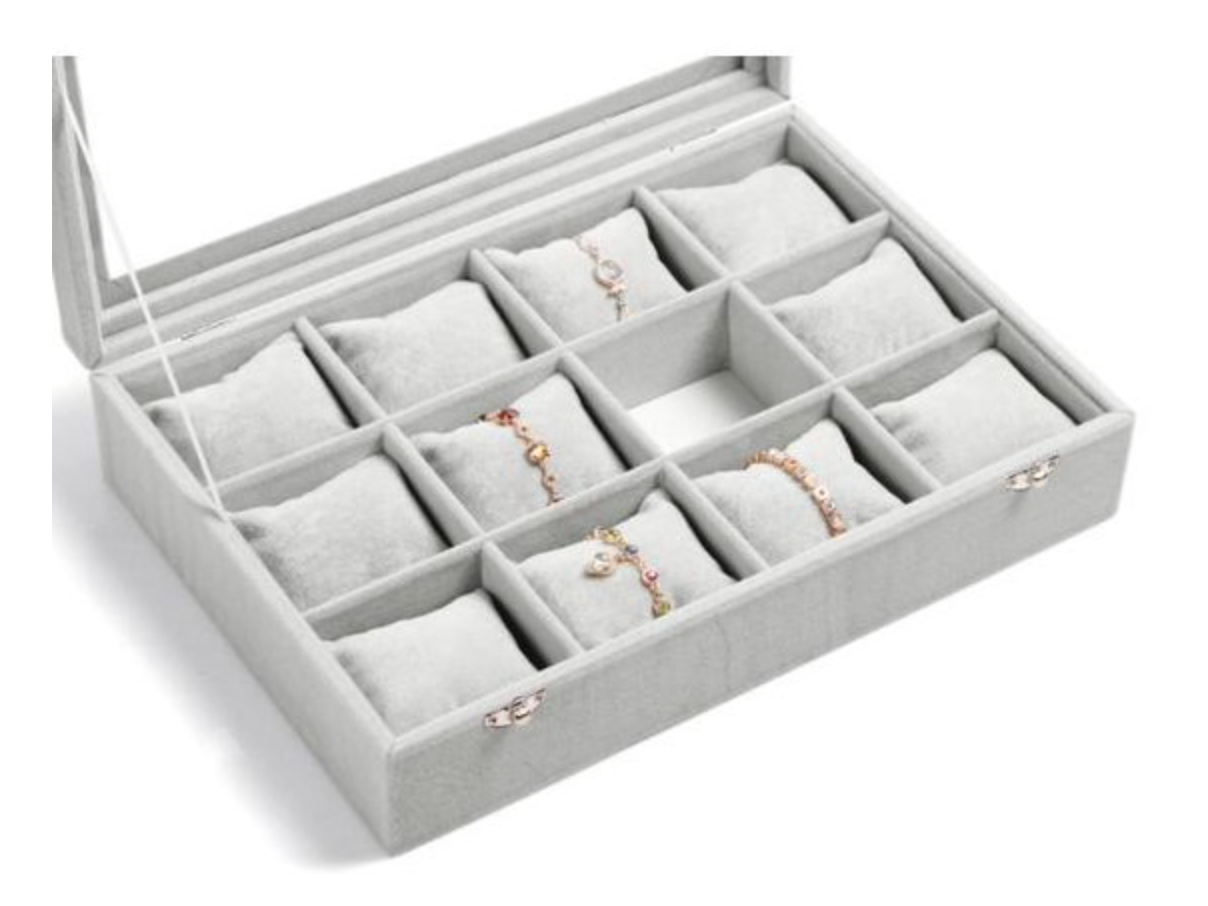 Jewelry box with cushions gray