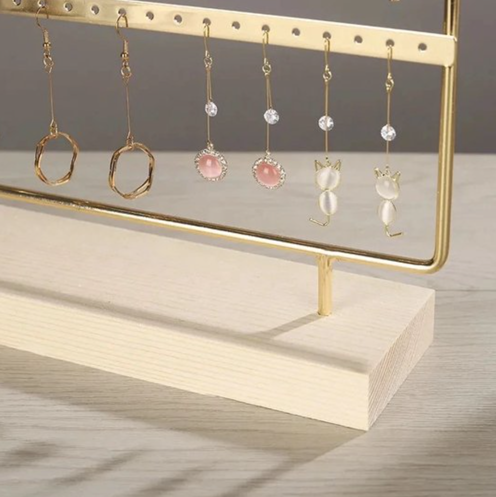 Gold earring rack