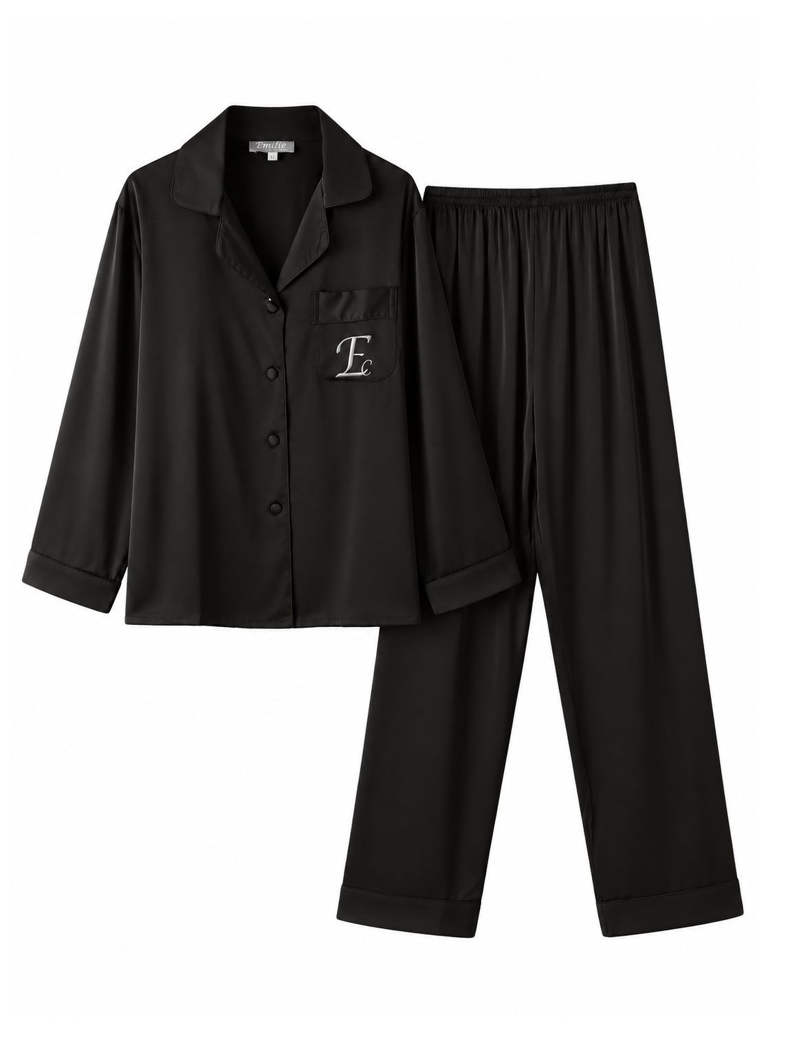 Satijnen Pyjamaset | Zwart