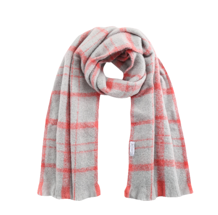 Winter scarf gray and red