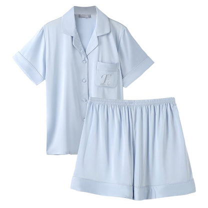 Pyjama short pyjama light blue  satin medium