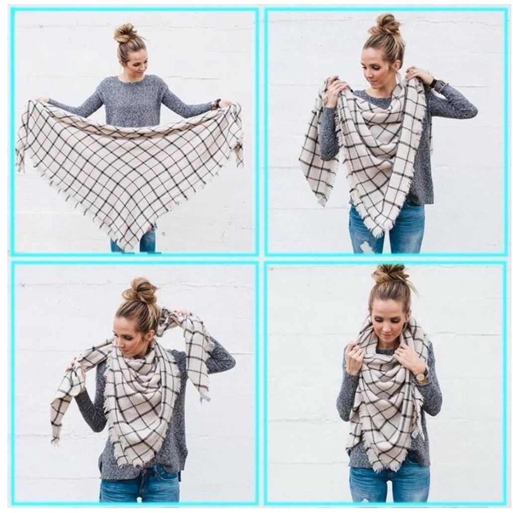 Winter scarf triangle black